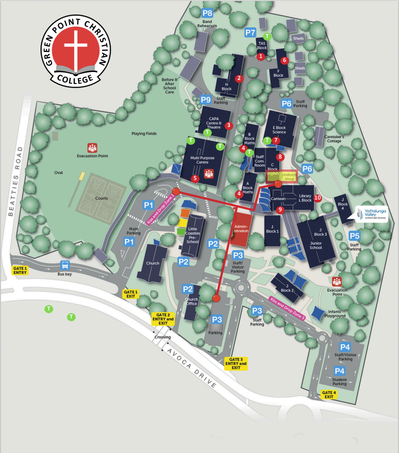 Map to Alinta Uniform Shop